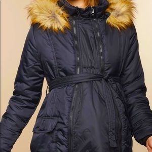 3 in 1 Motherhood Maternity Puffer Coat in Navy
